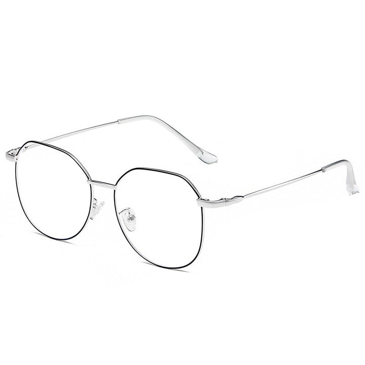 Hotony Unisex Full Rim Alloy Polygonal Frame Eyeglasses Zy9038 Full Rim Hotony BLACK SILVER