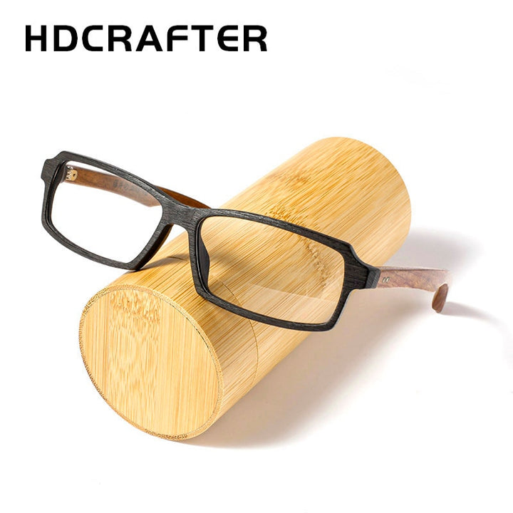 Hdcrafter Men's Full Rim Rectangle Wood Frame Eyeglasses 5603 Full Rim Hdcrafter Eyeglasses
