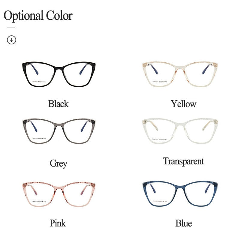 Hotony Women's Full Rim TR 90 Resin Square Cat Eye Frame Eyeglasses 7011 Full Rim Hotony