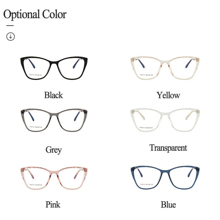 Hotony Women's Full Rim TR 90 Resin Square Cat Eye Frame Eyeglasses 7011 Full Rim Hotony