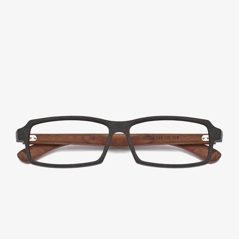 Hdcrafter Men's Full Rim Rectangle Wood Frame Eyeglasses 5603 Full Rim Hdcrafter Eyeglasses