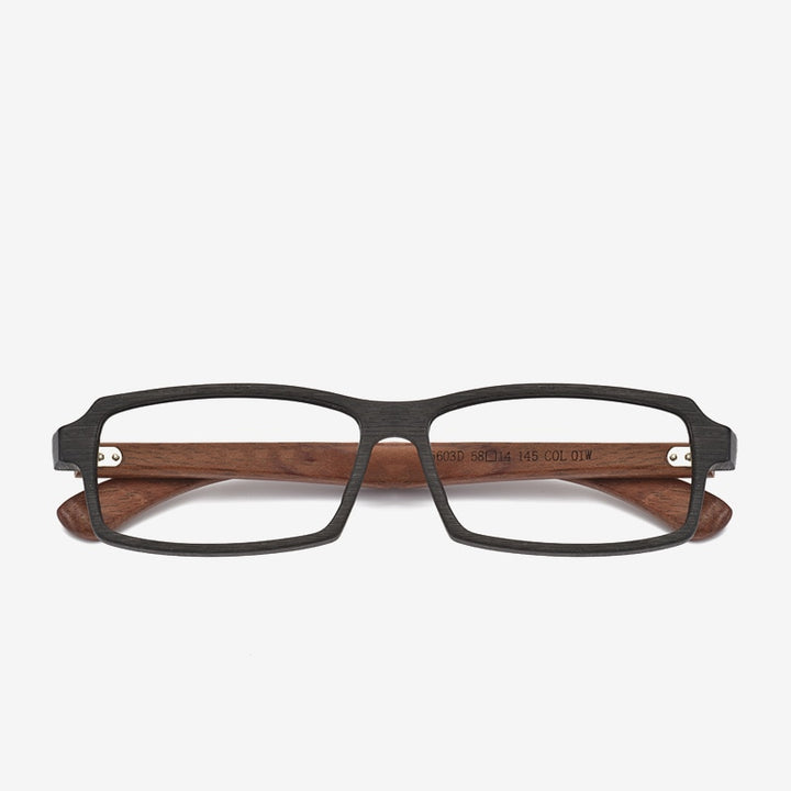 Hdcrafter Men's Full Rim Rectangle Wood Frame Eyeglasses 5603 Full Rim Hdcrafter Eyeglasses