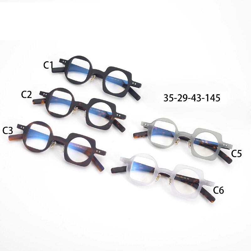 Muzz Men's Full Rim Square Round Asymmetric Acetate Frame Eyeglasses Hp259 Full Rim Muzz