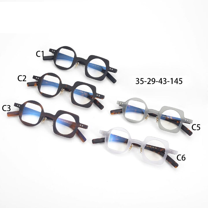 Muzz Men's Full Rim Square Round Asymmetric Acetate Frame Eyeglasses Hp259 Full Rim Muzz