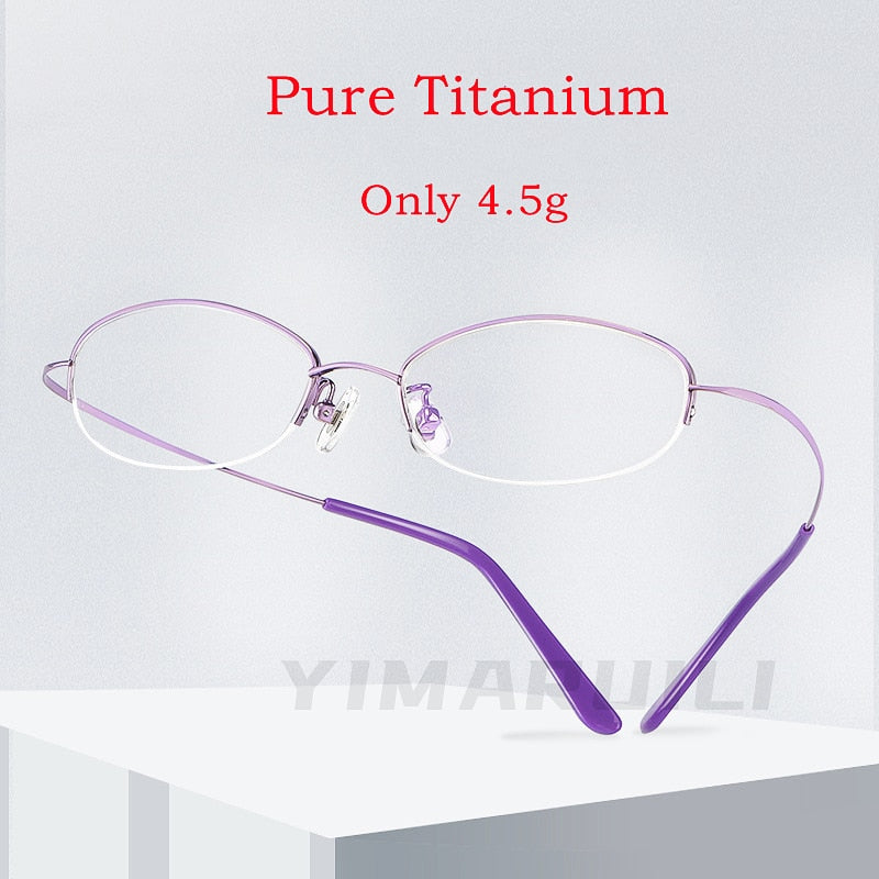 Yimaruili Women's Semi Rim Titanium Frame Eyeglasses T9276 Semi Rim Yimaruili Eyeglasses