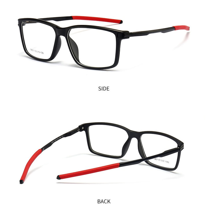 Gmei Men's TR 90 Square Aluminum Magnesium Sport Frame Eyeglasses 5851 Full Rim Gmei Optical C2