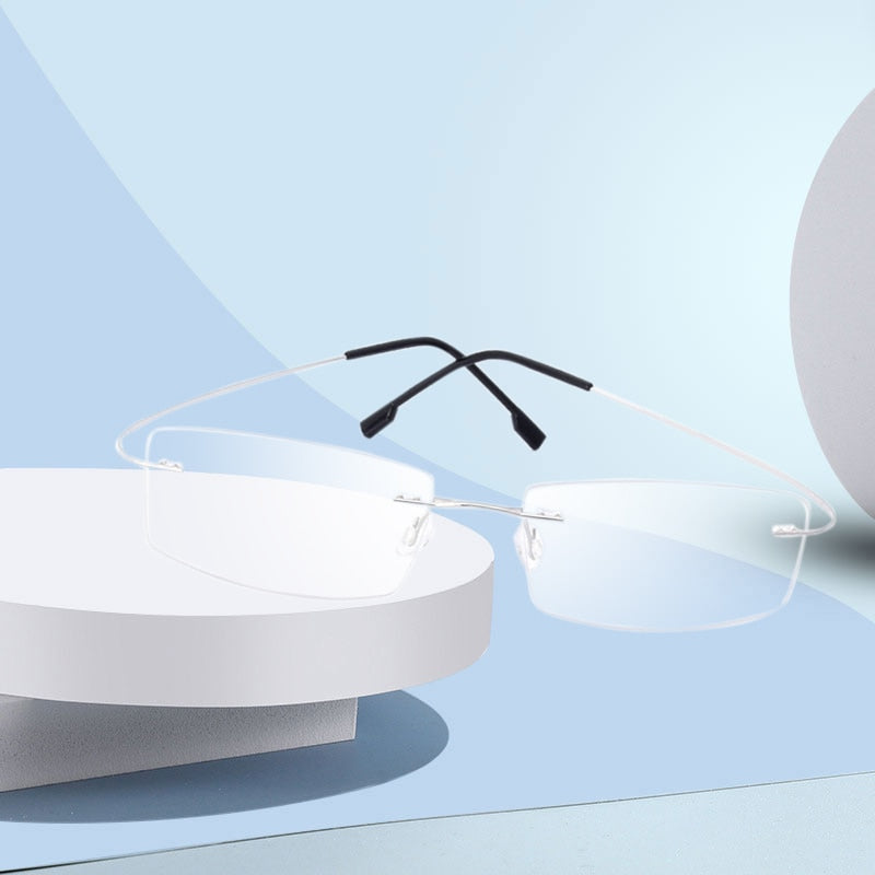 Handoer Unisex Rimless Customized Shaped Lenses Titanium Eyeglasses J0860 Rimless Handoer