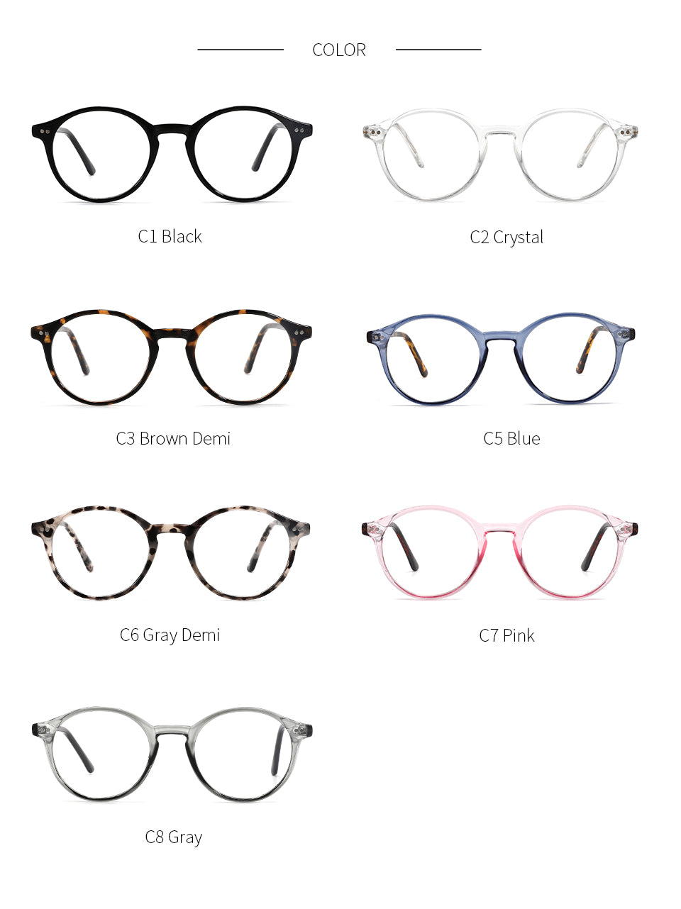 Kansept Unisex Full Rim Round Acetate Titanium Frame Eyeglasses Cp1007 Full Rim Kansept