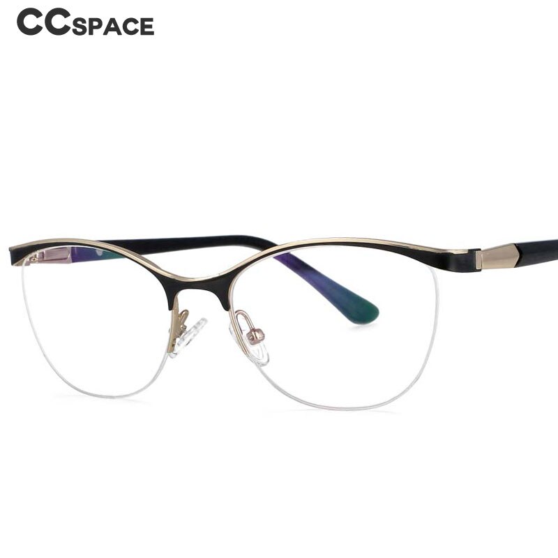 CCspace Women's Semi Rim Brow Line Cat Eye Alloy Acetate Frame Eyeglasses 53988 Semi Rim CCspace