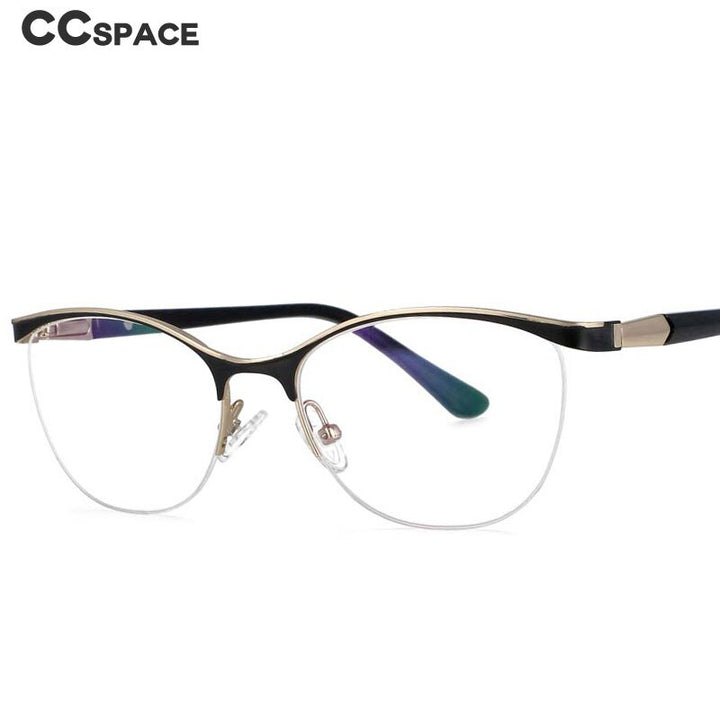 CCspace Women's Semi Rim Brow Line Cat Eye Alloy Acetate Frame Eyeglasses 53988 Semi Rim CCspace