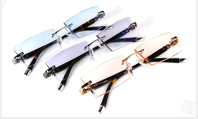 Reven Jate 58050 Alloy Rimless Diamond Cutting Man Glasses Frame Eyeglasses Men Eyewear Rimless Reven Jate