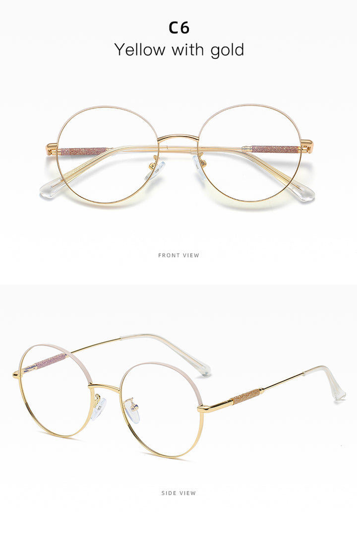 Hotony Women's Full Rim Round Alloy Frame Eyeglasses 95818 Full Rim Hotony