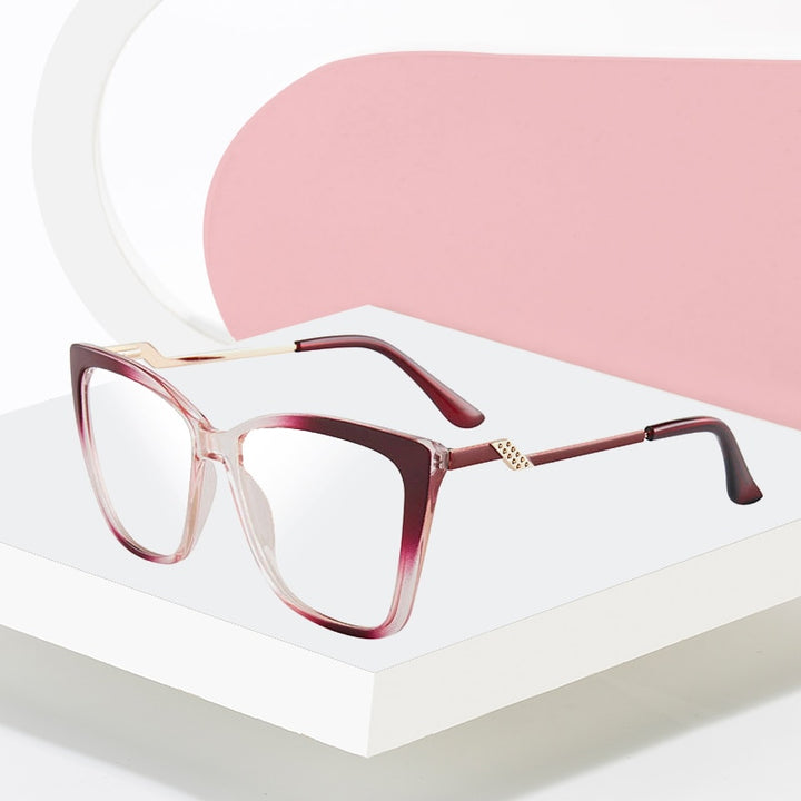 Hotony Women's Full Rim TR 90 Resin Square Cat Eye Frame Eyeglasses 7049 Full Rim Hotony