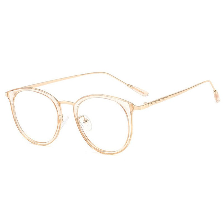 Hotony Unisex Full Rim Acetate Round Frame Eyeglasses 9237 Full Rim Hotony Champagne