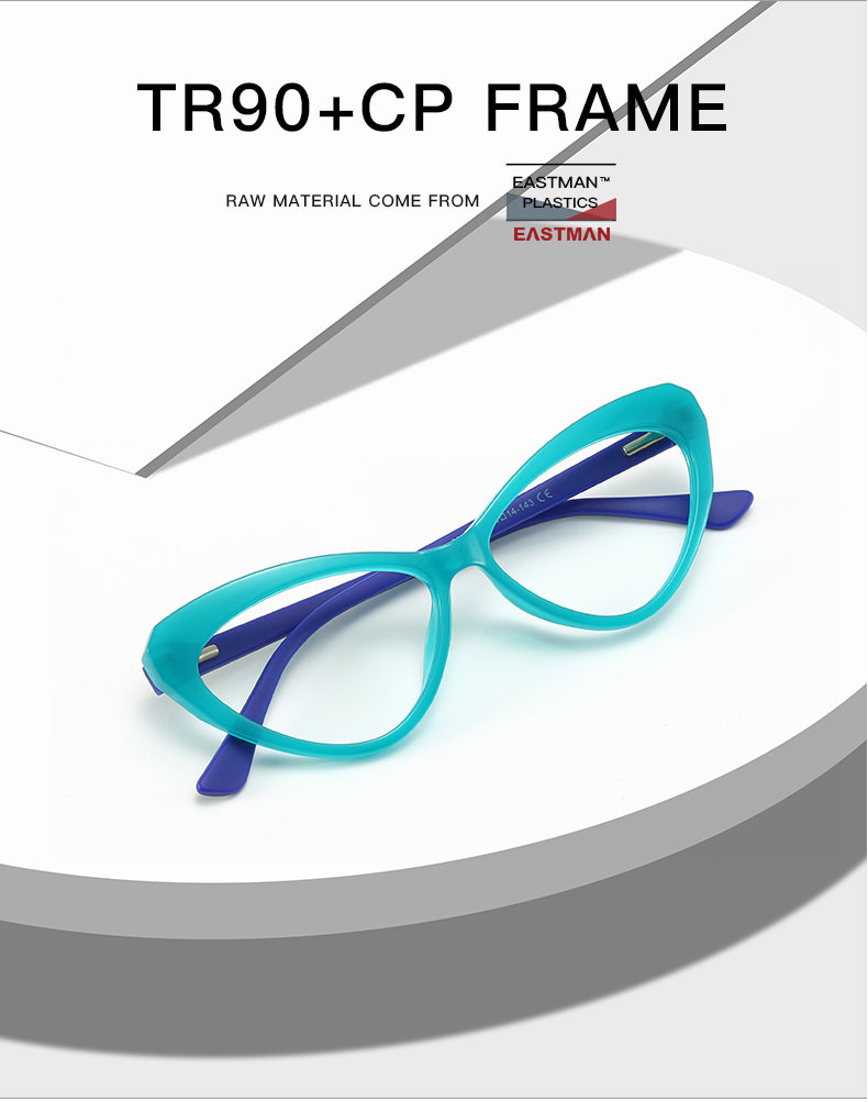 CCspace Unisex Full Rim Cat Eye Tr 90 Titanium Frame Eyeglasses 47532 Full Rim CCspace