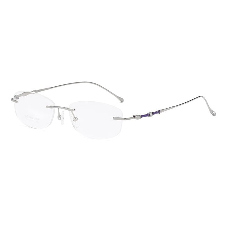 Zirosat 2879 Women's Eyeglasses Titanium Rimless Diamond Trimmed Rimless Zirosat silver