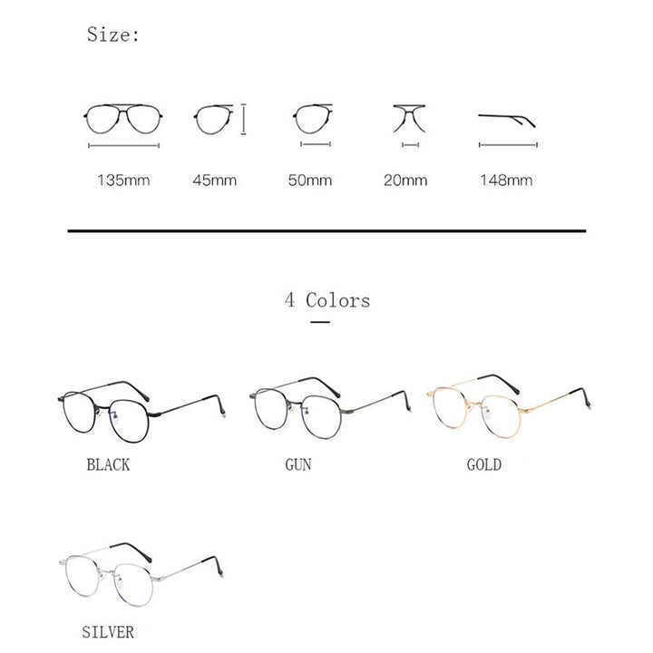 Hdcrafter Unisex Full Rim Round Titanium Frame Eyeglasses 6288 Full Rim Hdcrafter Eyeglasses