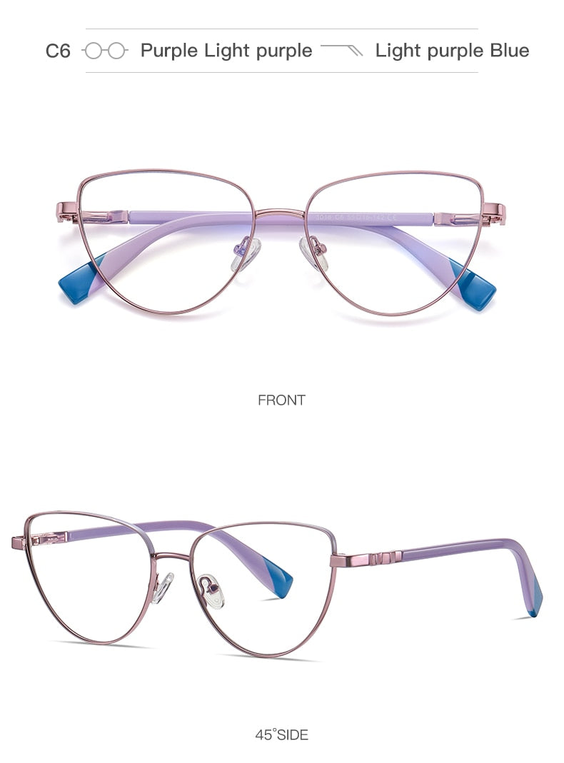 Hotochki Women's Full Rim Cat Eye Alloy Frame Eyeglasses 3018 Full Rim Hotochki