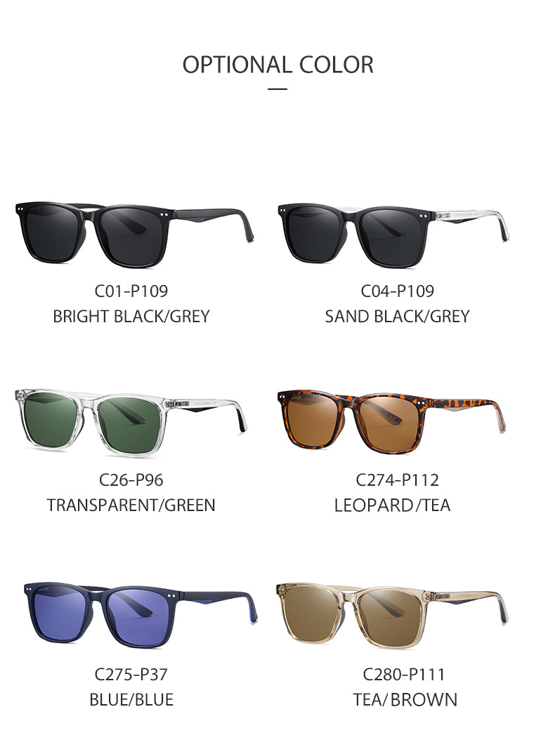 Lm Unisex Full Rim Square TR 90 Titanium Frame Polarized Sunglasses WLM3399 Sunglasses Lm