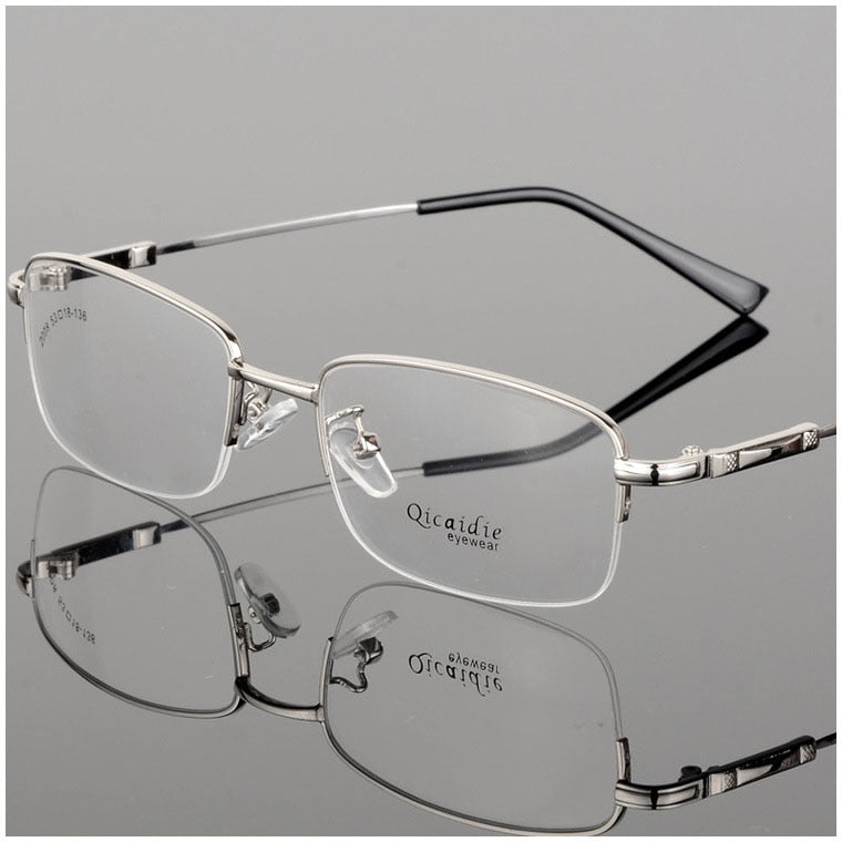 Bclear Men's Semi Rim Square Alloy Eyeglasses 2008 Semi Rim Bclear Silver