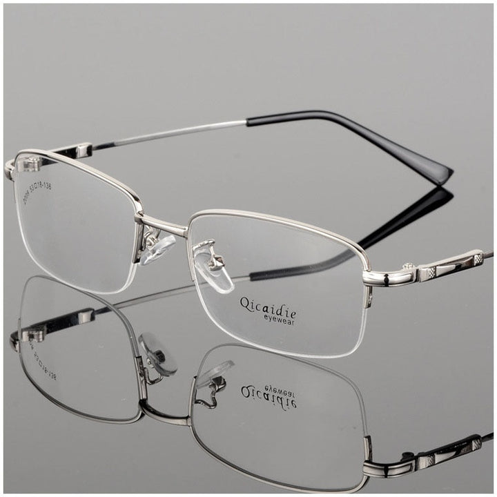 Bclear Men's Semi Rim Square Alloy Eyeglasses 2008 Semi Rim Bclear Silver