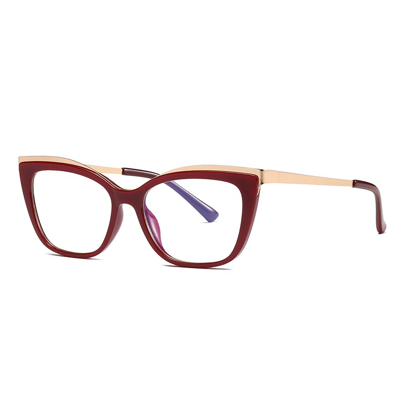 Hotochki Women's Full Rim Cat Eye Alloy Acetate Frame Eyeglasses 2049 Full Rim Hotochki