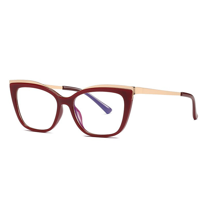 Hotochki Women's Full Rim Cat Eye Alloy Acetate Frame Eyeglasses 2049 Full Rim Hotochki