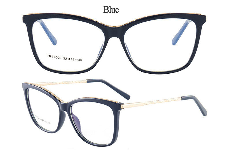 Hotony Woman's Full Rim Square TR 90 Resin Alloy Frame Eyeglasses 7009 Full Rim Hotony