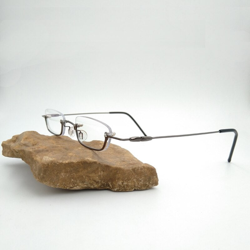 Yujo Unisex Small Square Semi Rim Stainless Steel Reading Glasses Y037 Reading Glasses Yujo