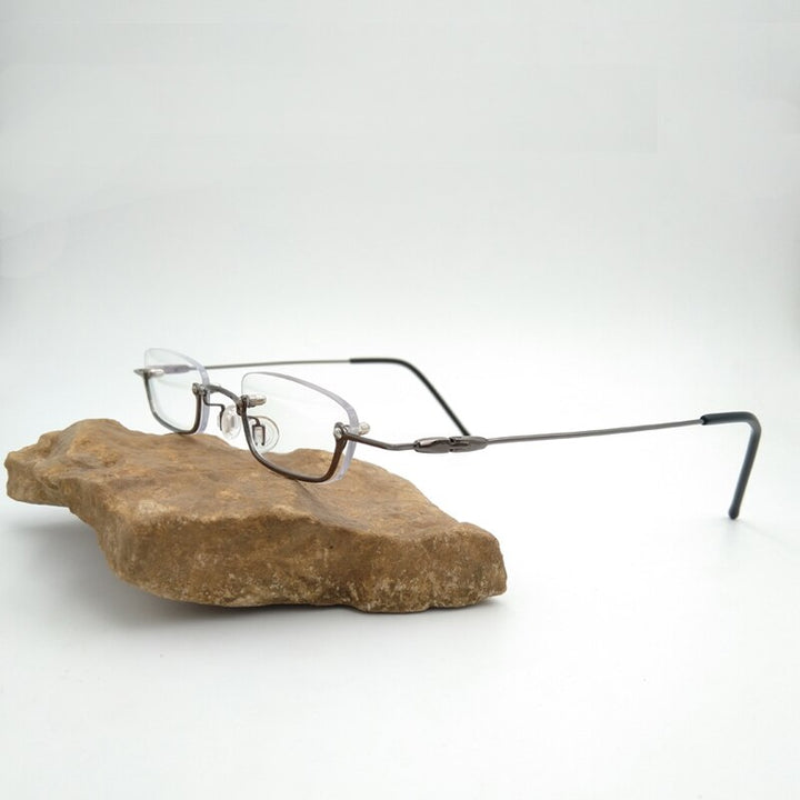 Yujo Unisex Small Square Semi Rim Stainless Steel Reading Glasses Y037 Reading Glasses Yujo