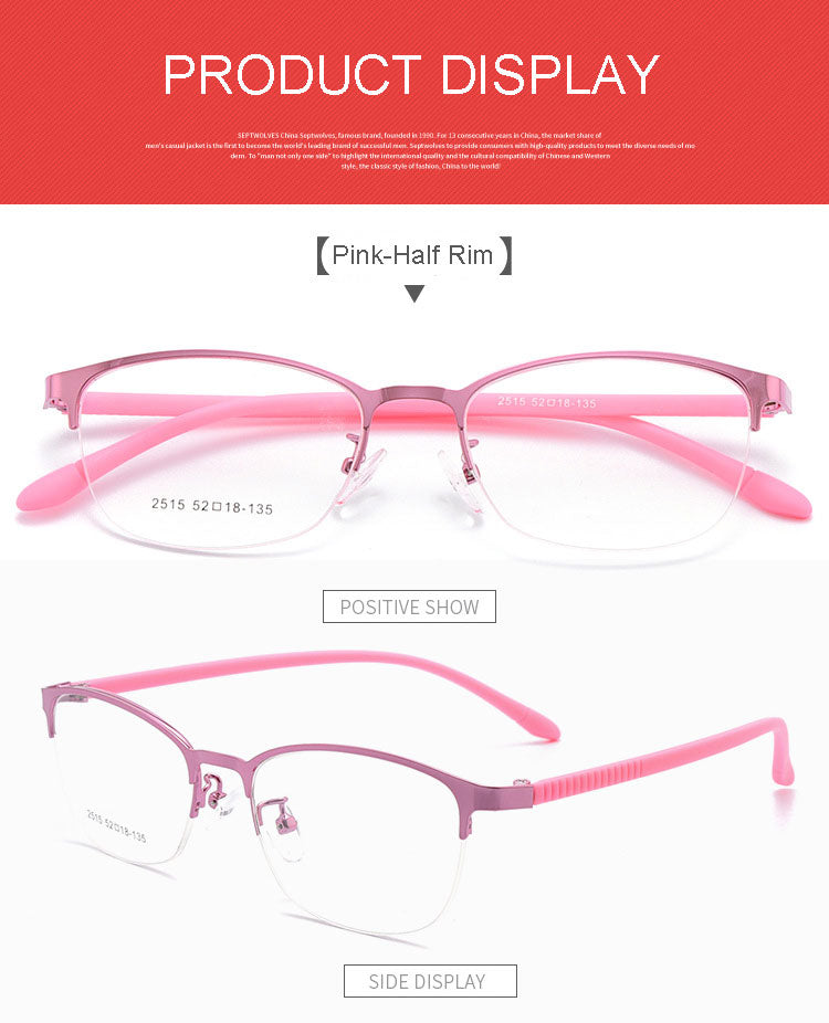 Hotony Unisex Full/Semi Rim Alloy Frame Eyeglasses 2516 Semi Rim Hotony