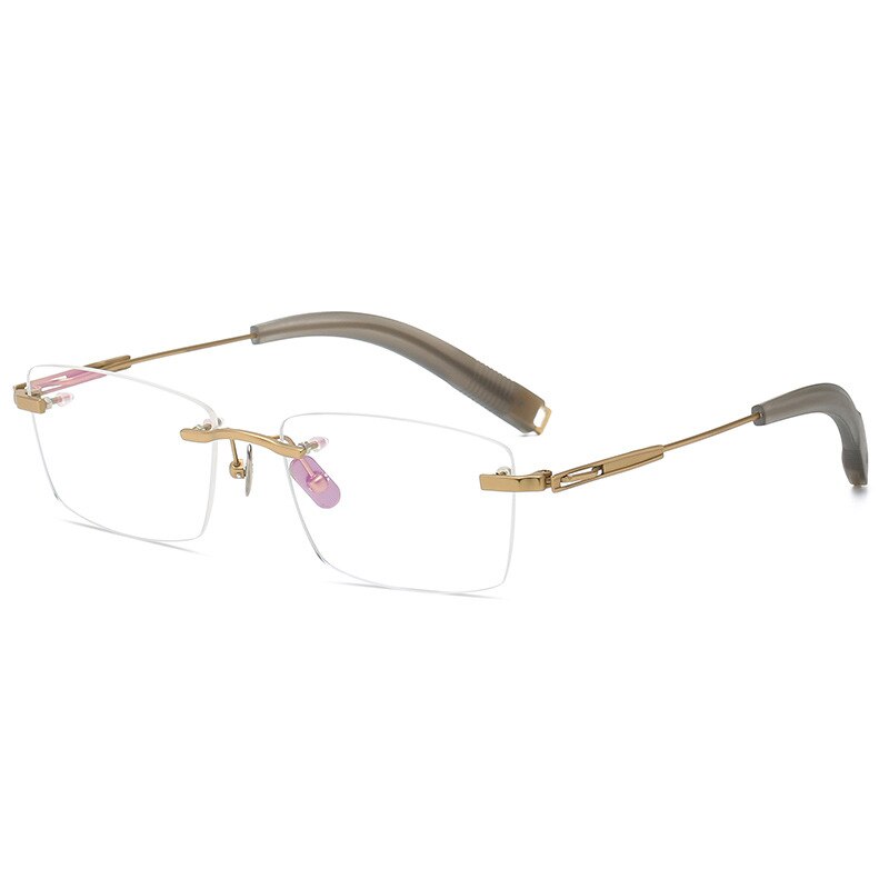 Yimaruili Men's Rimless Square β Titanium Frame Eyeglasses 80816 Rimless Yimaruili Eyeglasses Gold
