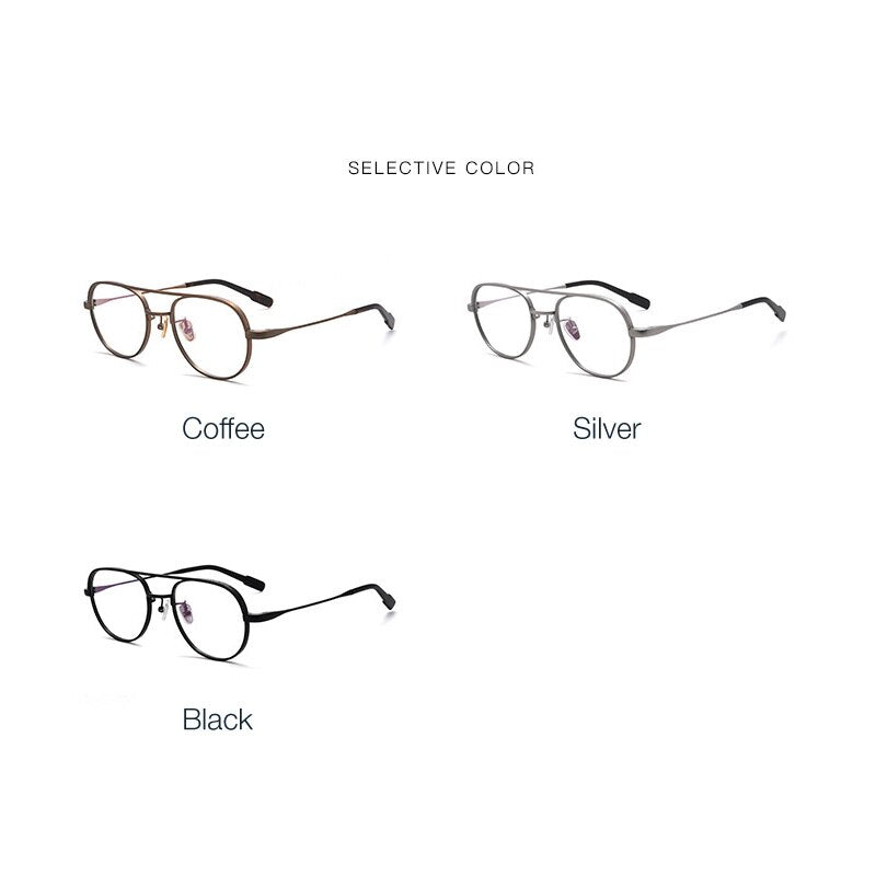 Muzz Unisex Full Rim Round Square Double Bridge Titanium Frame Eyeglasses K1217 Full Rim Muzz