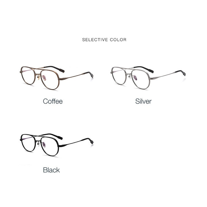 Muzz Unisex Full Rim Oval Round Titanium Double Bridge Frame Eyeglasses 1217 Full Rim Muzz