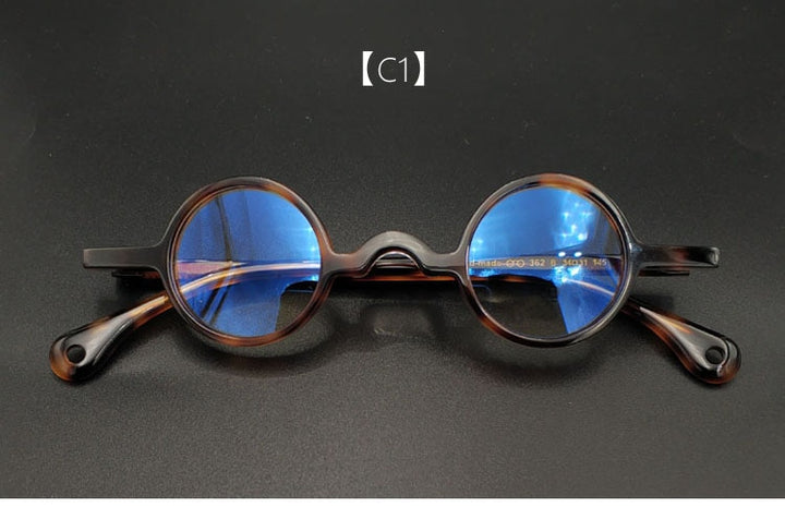 Yujo Unisex Full Rim Small Round 34mm Handcrafted Acetate Eyeglasses Full Rim Yujo C1 China