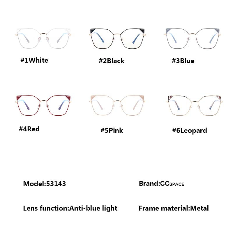 CCspace Women's Full Rim Cat Eye Acetate Alloy Frame Eyeglasses 53143 Full Rim CCspace