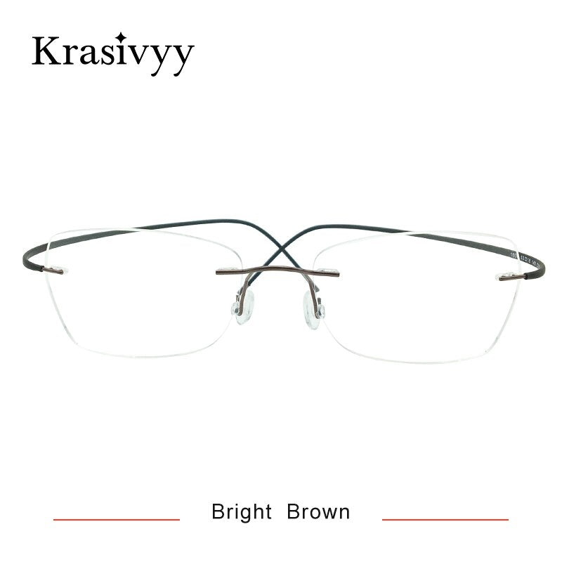 Krasivyy Unisex Rimless Square Oval Eyeglasses Kr6015 Rimless Krasivyy Bright Brown