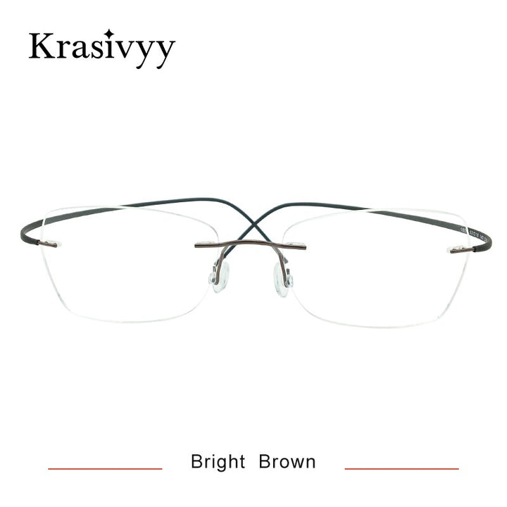 Krasivyy Unisex Rimless Square Oval Eyeglasses Kr6015 Rimless Krasivyy Bright Brown