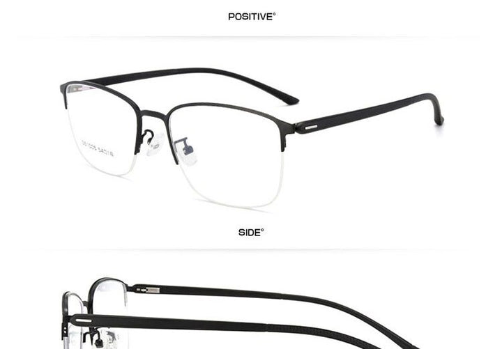 Hotochki Men's Semi Rim Browline Alloy Frame Eyeglasses 61005 Semi Rim Hotochki