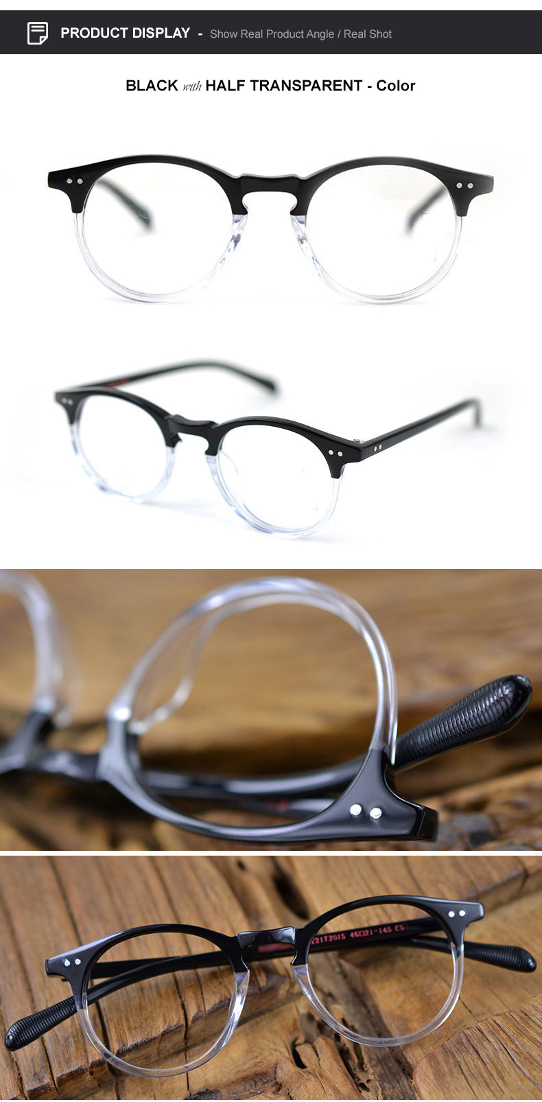 Chashma Men's Full Rim Round Acetate Frame Eyeglasses 2172015 Full Rim Chashma