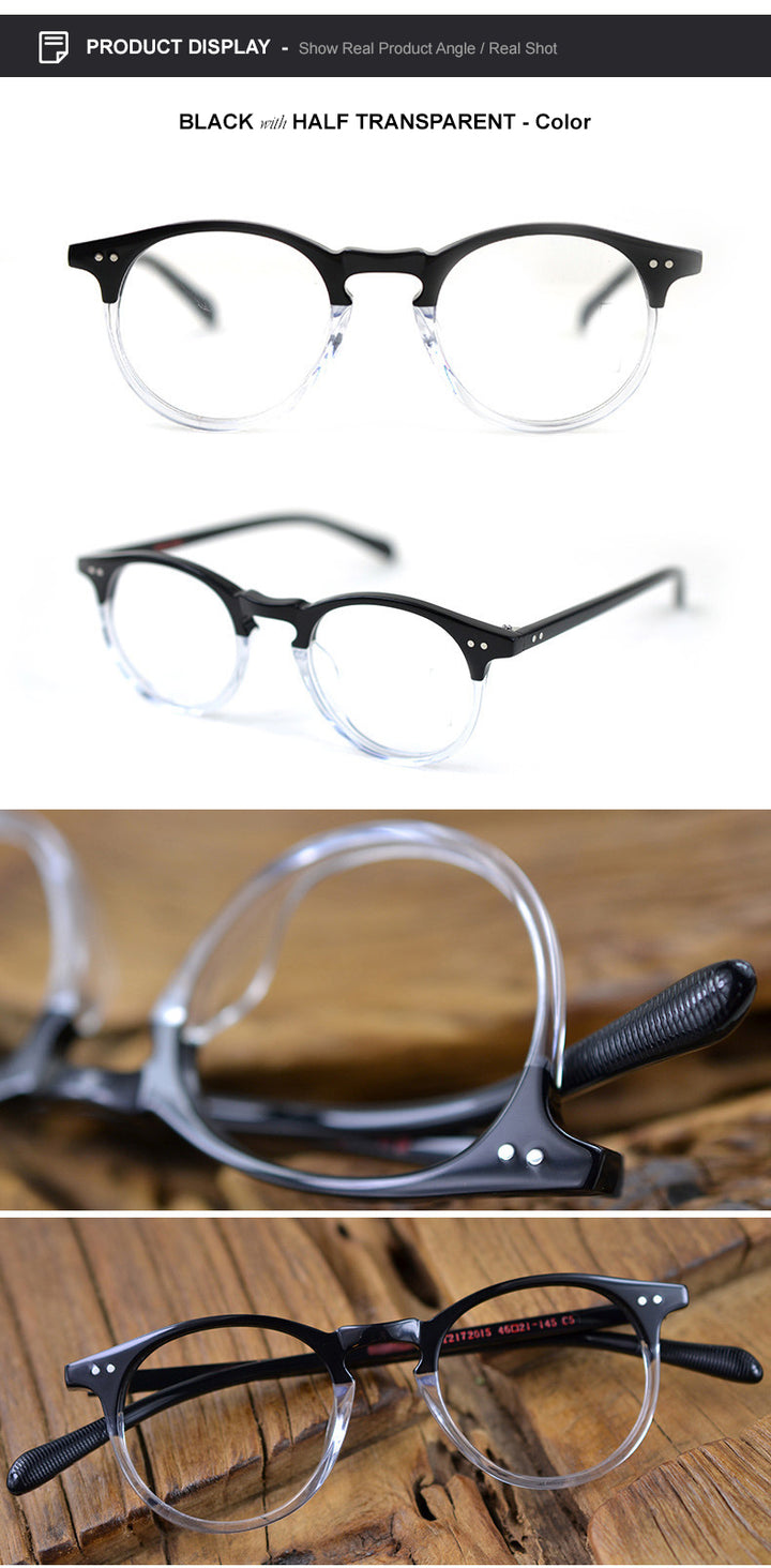 Chashma Men's Full Rim Round Acetate Frame Eyeglasses 2172015 Full Rim Chashma