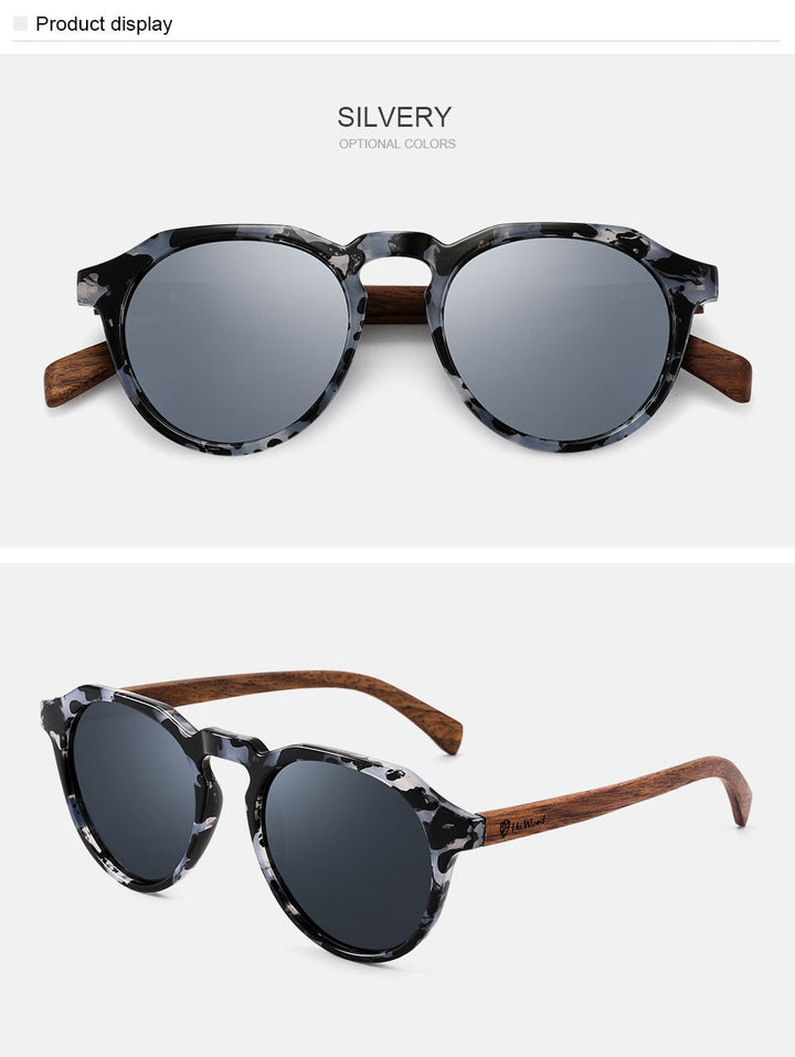 Yimaruili Unisex Full Rim Round Wood Frame HD Polarized Sunglasses 8048 Sunglasses Yimaruili Sunglasses