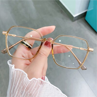 Ralferty Women's Full Rim Irregular Sqare Alloy Acetate Eyeglasses D307 Full Rim Ralferty C4 Yellow