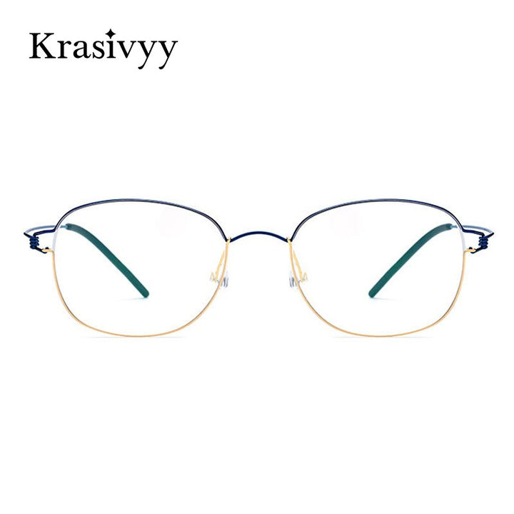Krasivyy Women's Full Rim Round Screwless Titanium Alloy Eyeglasses Kr68618 Full Rim Krasivyy   