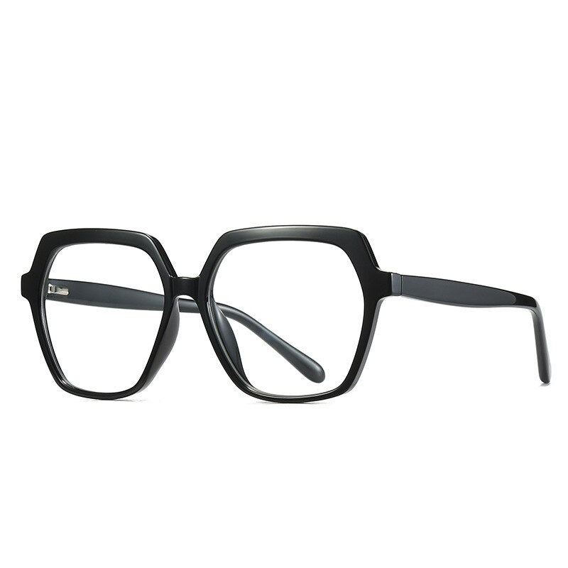 CCspace Unisex Full Rim Polygon Tr 90 Titanium Frame Eyeglasses 49324 Full Rim CCspace C1Black