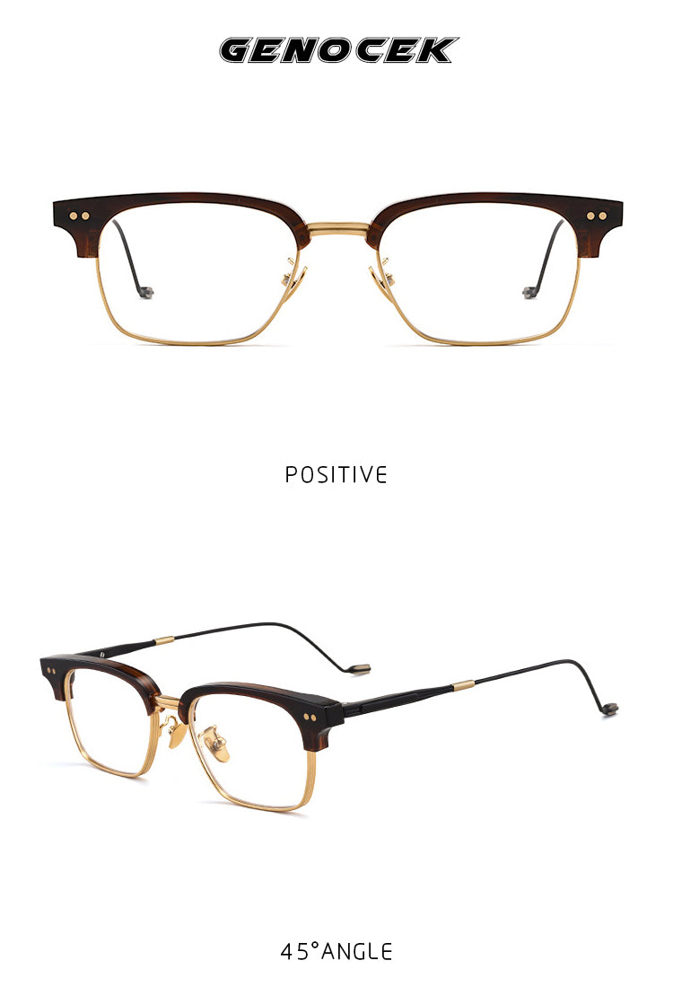 Gatenac Unisex Full Rim Square Acetate Frame Eyeglasses Gxyj184 Full Rim Gatenac