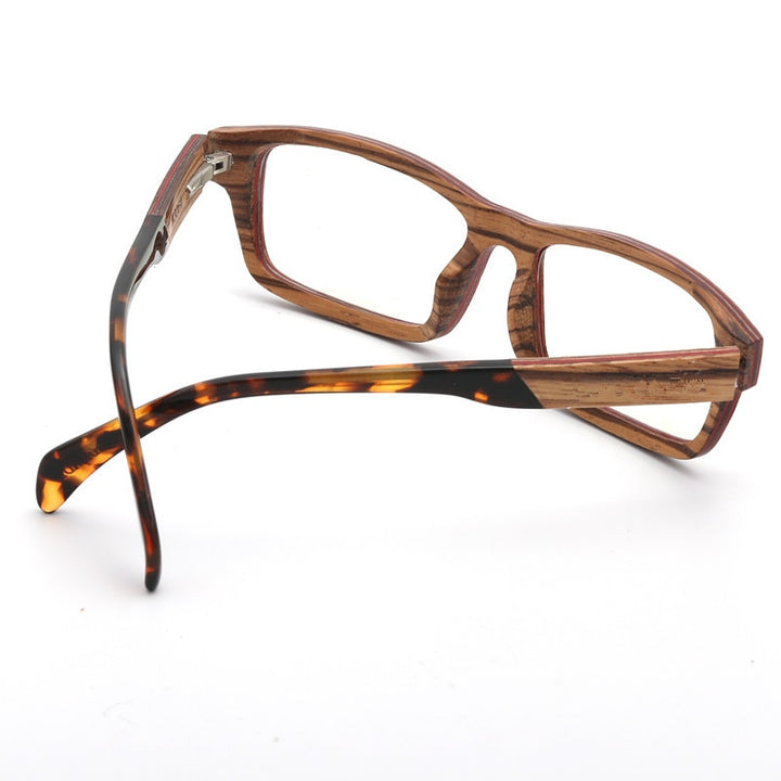 Hdcrafter Unisex Full Rim Square Wood Frame Eyeglasses 36365 Full Rim Hdcrafter Eyeglasses