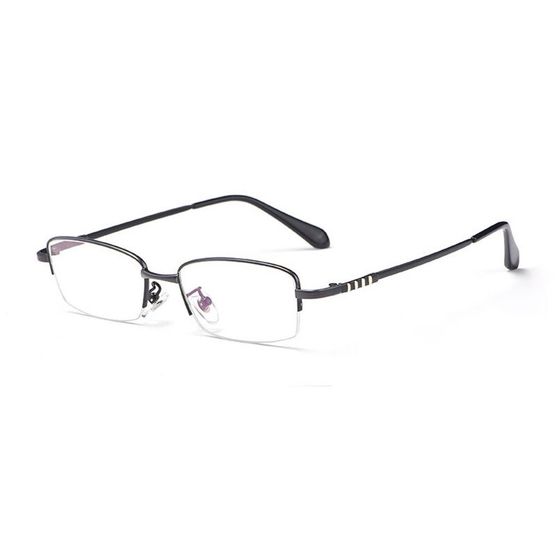 Hotony Men's Semi Rim Titanium Alloy Rectangle Frame Eyeglasses 9071 Semi Rim Hotony Matte Black