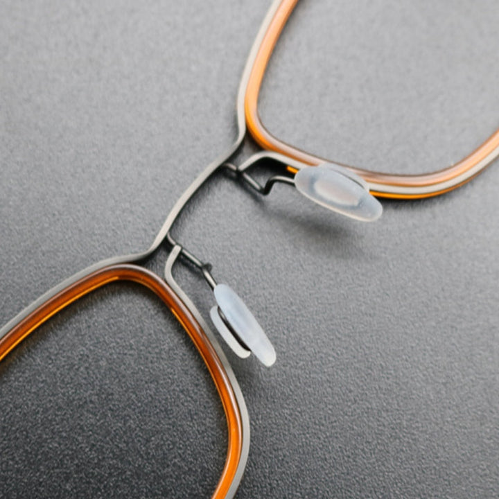 Gatenac Unisex Full Rim Square Acetate Titanium Frame Eyeglasses Gxyj544 Full Rim Gatenac