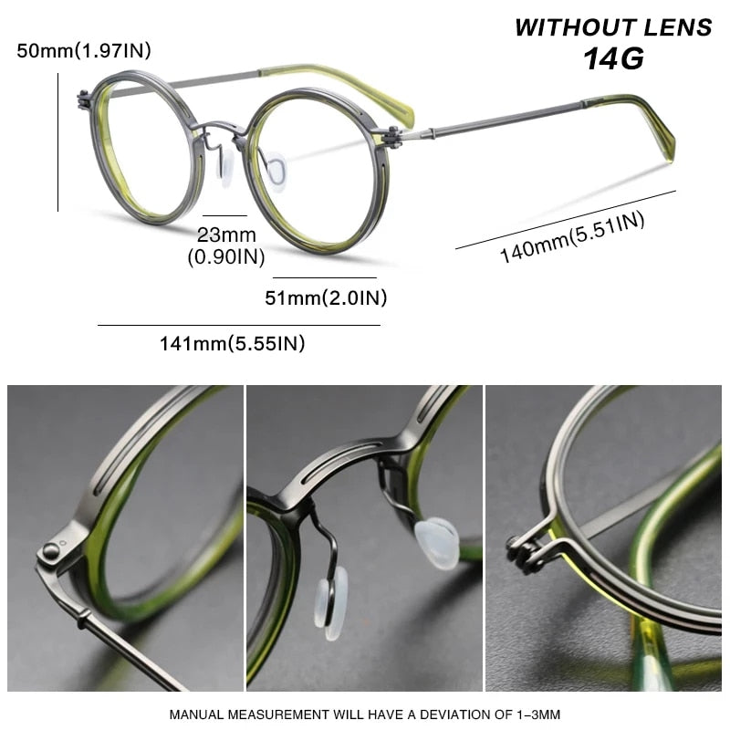Gatenac Unisex Full Rim Round Titanium Frame Eyeglasses Gxyj639 Full Rim Gatenac